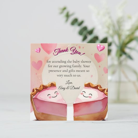 Twee zoete erwten in een taart! - Twin Baby Girl S Bedankkaart (Staand voorkant)