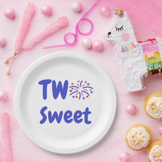 Twee zoete Fireworks 2e verjaardag Papieren Bordje (Feest)