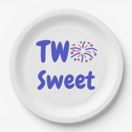 Twee zoete Fireworks 2e verjaardag Papieren Bordje