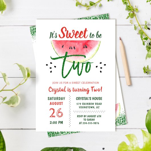 Twee zoete Glitter Watermelon Tweede Dag Kaart