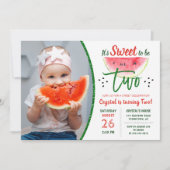 Twee zoete Glitter Watermelon Tweede verjaardag Fo Kaart (Voorkant)