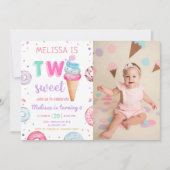Twee zoete ijs donut 2e verjaardag foto kaart (Voorkant)