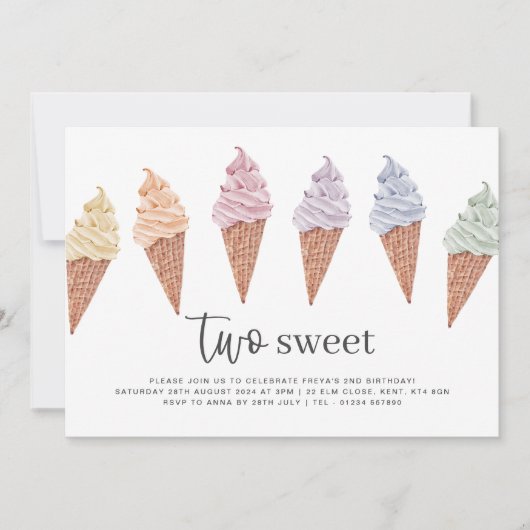 Twee Zoete IJscoupe Verjaardagsuitnodiging Kaart (Voorkant)