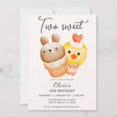 Twee zoete ijsjes op de tweede verjaardag kaart (Voorkant)