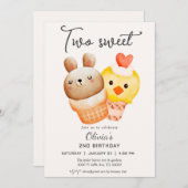 Twee zoete ijsjes op de tweede verjaardag kaart (Voorkant / Achterkant)