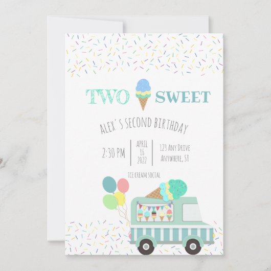 Twee zoete ijsjes sociale verjaardagsuitnodiging kaart (Voorkant)