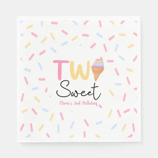 Twee zoete ijsjes Tweede 2e verjaardag feest Servet (Voorkant)