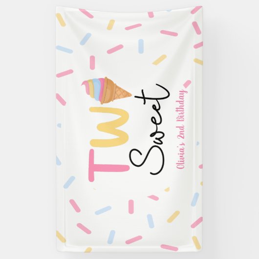 Twee zoete ijsjes Tweede 2e verjaardag feest Spandoek (Verticaal)