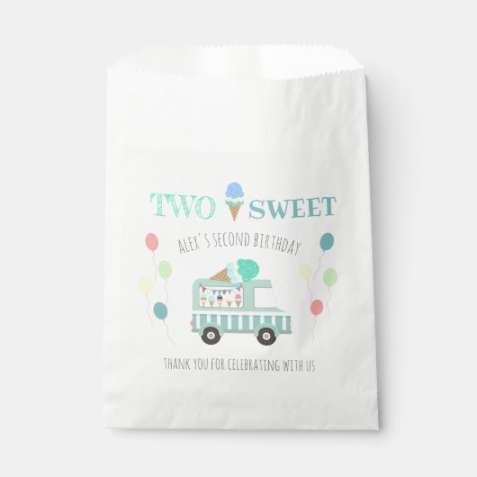 Twee zoete ijsjes verjaardagstraktatie of peuterta bedankzakje (Voorkant)