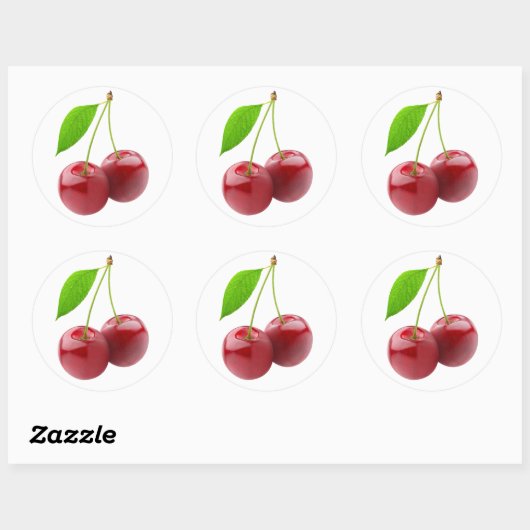 Twee zoete kersen ronde sticker (Vel)