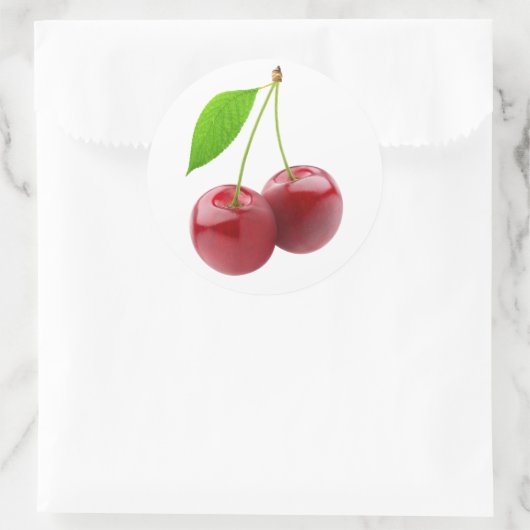 Twee zoete kersen ronde sticker (Tas)