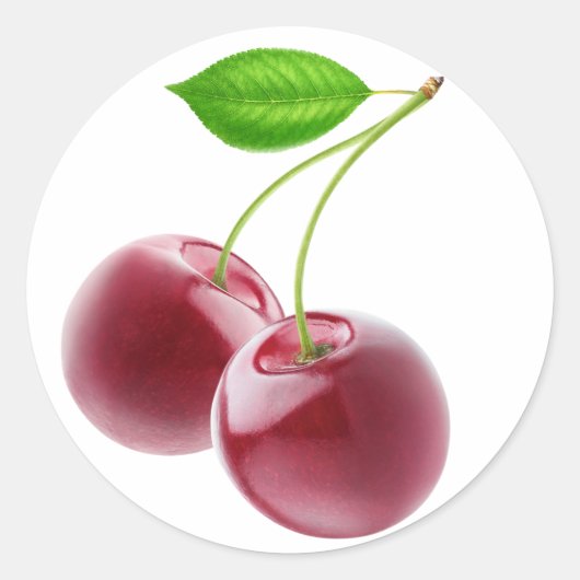 Twee zoete kersen ronde sticker (Voorkant)