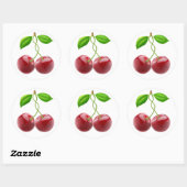Twee zoete kersen ronde sticker (Vel)