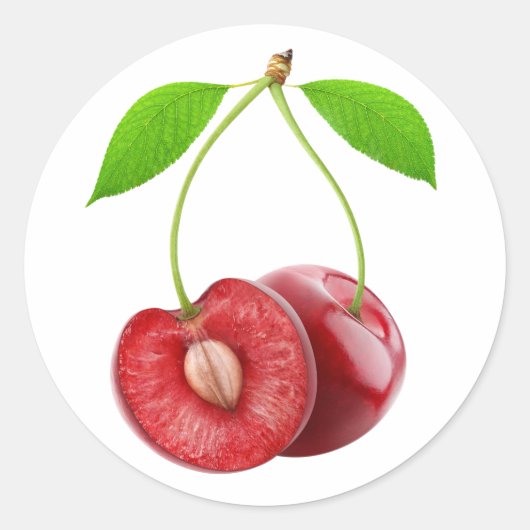 Twee zoete kersen ronde sticker (Voorkant)