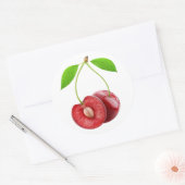 Twee zoete kersen ronde sticker (Envelop)