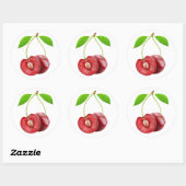 Twee zoete kersen ronde sticker (Vel)