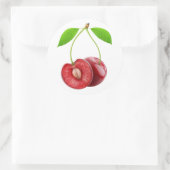 Twee zoete kersen ronde sticker (Tas)
