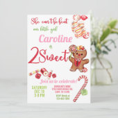 Twee zoete kerst koekjes meisje uitnodiging. kaart (Staand voorkant)