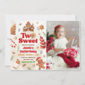 Twee zoete kerstkoekjes 2e verjaardag foto kaart (Voorkant)