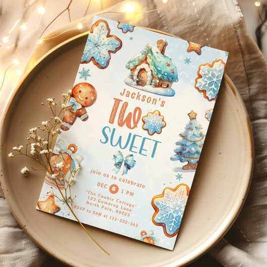 Twee zoete kerstkoekjes jongen 2e verjaardag kaart