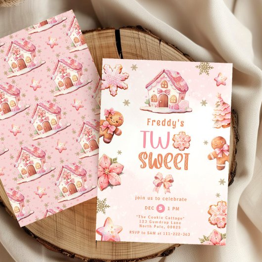 Twee zoete kerstkoekjes meisje 2e verjaardag kaart