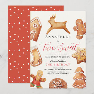 Twee zoete kerstvakantiekoekjes 2e verjaardag feestdagenkaart
