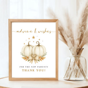 Twee zoete kleine pompoenen baby shower adviesbord poster