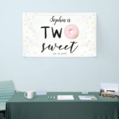 Twee zoete kleurrijke donut 2e verjaardag spandoek (Beurs)