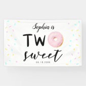 Twee zoete kleurrijke donut 2e verjaardag spandoek (Horizontaal)