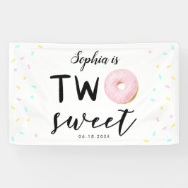Twee zoete kleurrijke donut 2e verjaardag spandoek
