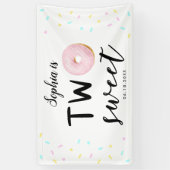 Twee zoete kleurrijke donut 2e verjaardag spandoek (Verticaal)