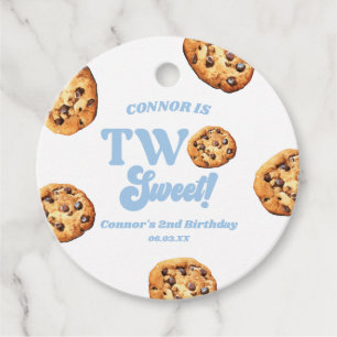 Twee zoete koekjes en melk 2e verjaardagsfeest bedankjes labels