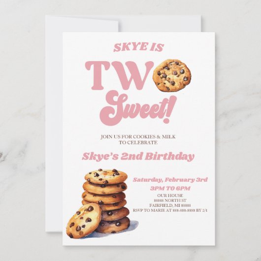 Twee zoete koekjes en melk 2e verjaardagsfeest kaart (Voorkant)