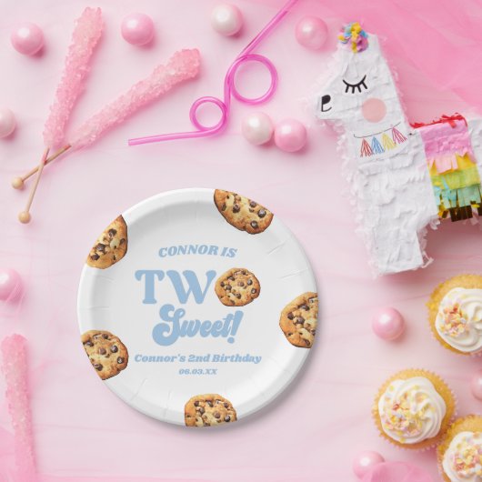 Twee zoete koekjes en melk 2e verjaardagsfeest papieren bordje (Feest)