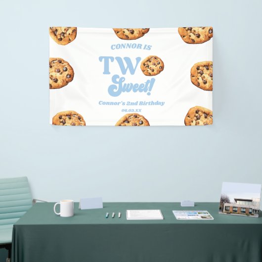 Twee zoete koekjes en melk 2e verjaardagsfeest spandoek (Beurs)