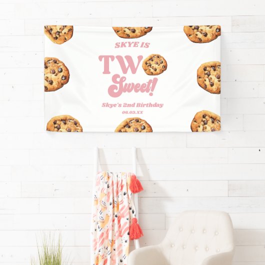 Twee Zoete Koekjes en Melk 2e Verjaardagsfeestje Spandoek (Insitu)