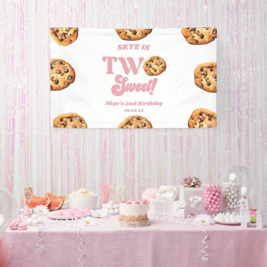 Twee Zoete Koekjes en Melk 2e Verjaardagsfeestje Spandoek (Feest)