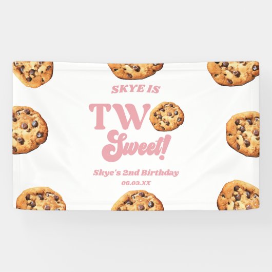 Twee Zoete Koekjes en Melk 2e Verjaardagsfeestje Spandoek (Horizontaal)