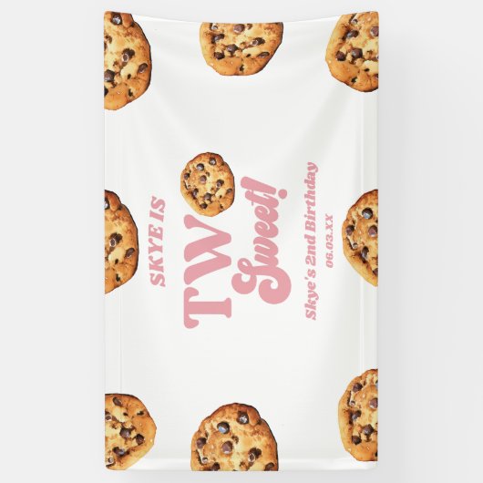 Twee Zoete Koekjes en Melk 2e Verjaardagsfeestje Spandoek (Verticaal)