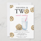 Twee zoete koekjes en melk meisje eerste verjaarda kaart (Voorkant)