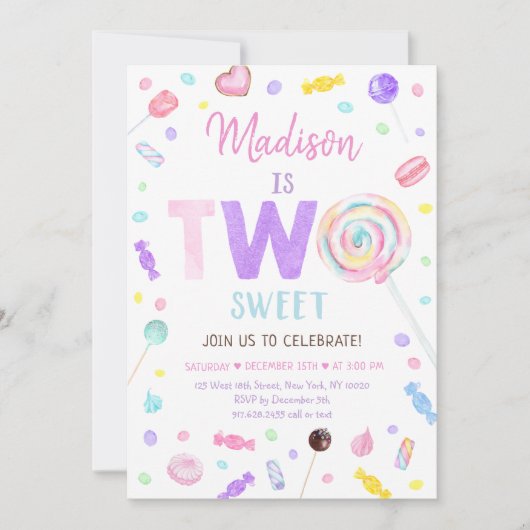 Twee zoete Lollipop-Snoep-dag Kaart (Voorkant)