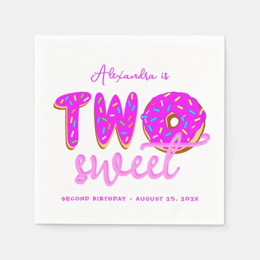 Twee zoete meisjes Donut Sprinkles Roze 2e verjaar Servet (Voorkant)