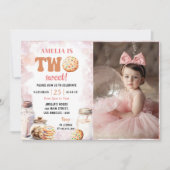 Twee zoete melk en koekjes 2e verjaardag foto kaart (Voorkant)