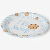 Twee zoete melk en koekjes blauw Birthday Party Pa Papieren Bordje (Gekanteld)
