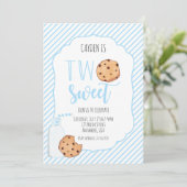 Twee zoete melk en koekjes blauwe jongen 2e verjaa kaart (Staand voorkant)