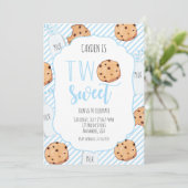 Twee zoete melk en koekjes blauwe jongen 2e verjaa kaart (Staand voorkant)