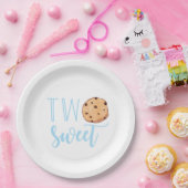 Twee zoete melk en koekjes blauwe verjaardag papieren bordje (Feest)