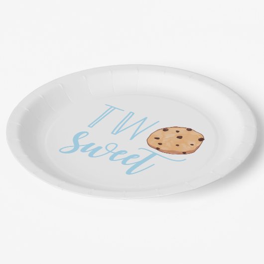 Twee zoete melk en koekjes blauwe verjaardag papieren bordje (Gekanteld)