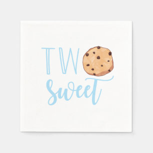 Twee zoete melk en koekjes blauwe verjaardag servet