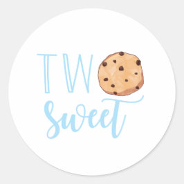 Twee Zoete Melk en Koekjes blauwe Verjaardagsfeest Ronde Sticker